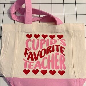 Cupid's Favorite Teacher Tote - Pink and Cream